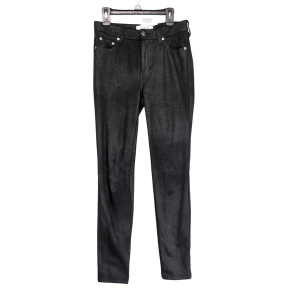 We The Free People 26x28 Black Microfiber Faux Suede Skinny Jeans, Punk Y2K - Picture 1 of 6